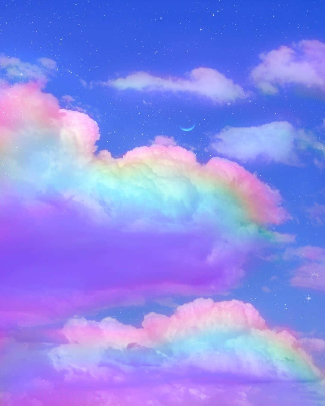 Trippy Aesthetic Cloud With Rainbow Colors Background