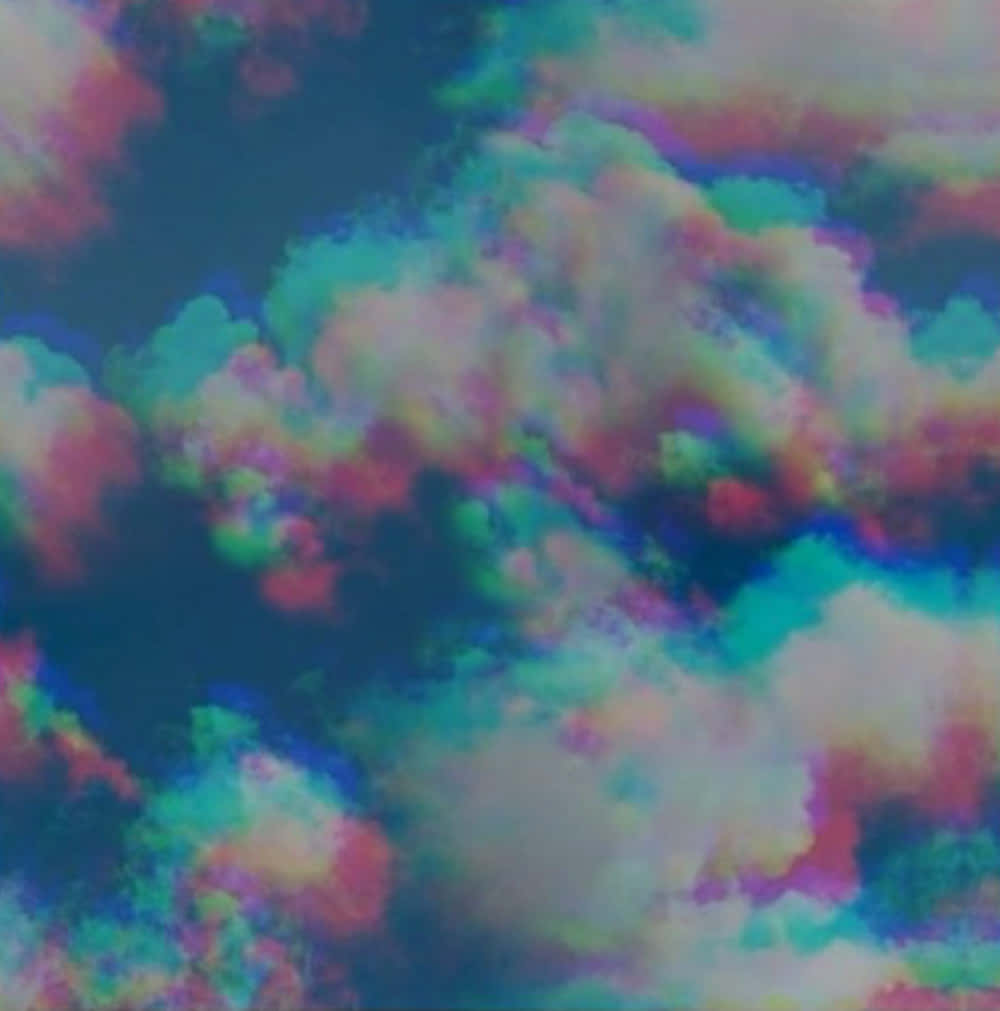 Trippy Aesthetic Clouds With Glitch Shadows Background