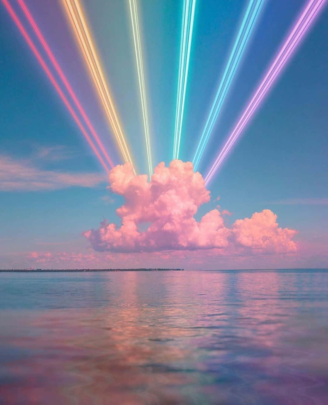 Trippy Aesthetic Clouds With Neon Rainbow Light