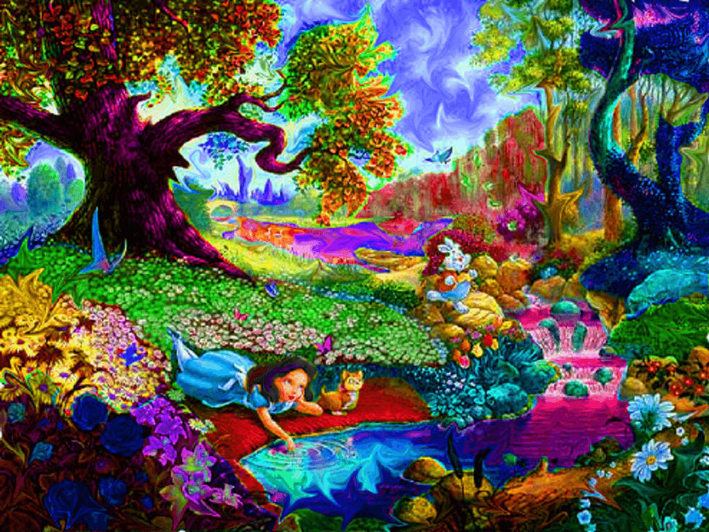 Trippy Alice In Wonderland Background