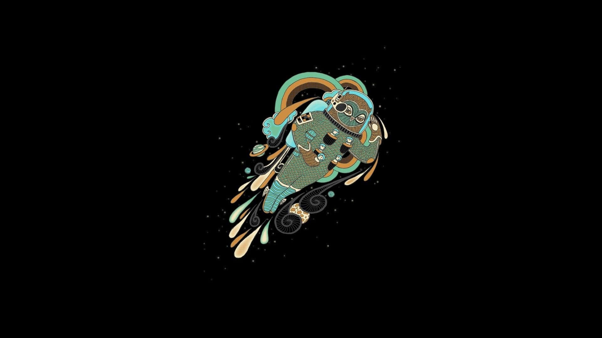 Trippy Astronaut In Space Minimalist Graphic Background