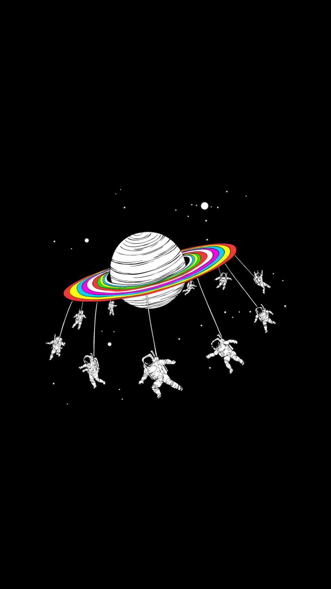 Trippy Astronaut In Space Playing Around Saturn Background