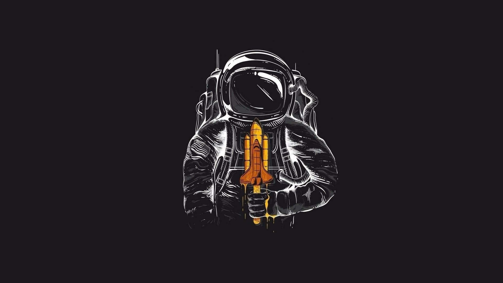 Trippy Astronaut In Space With Rocket Popsicle Background