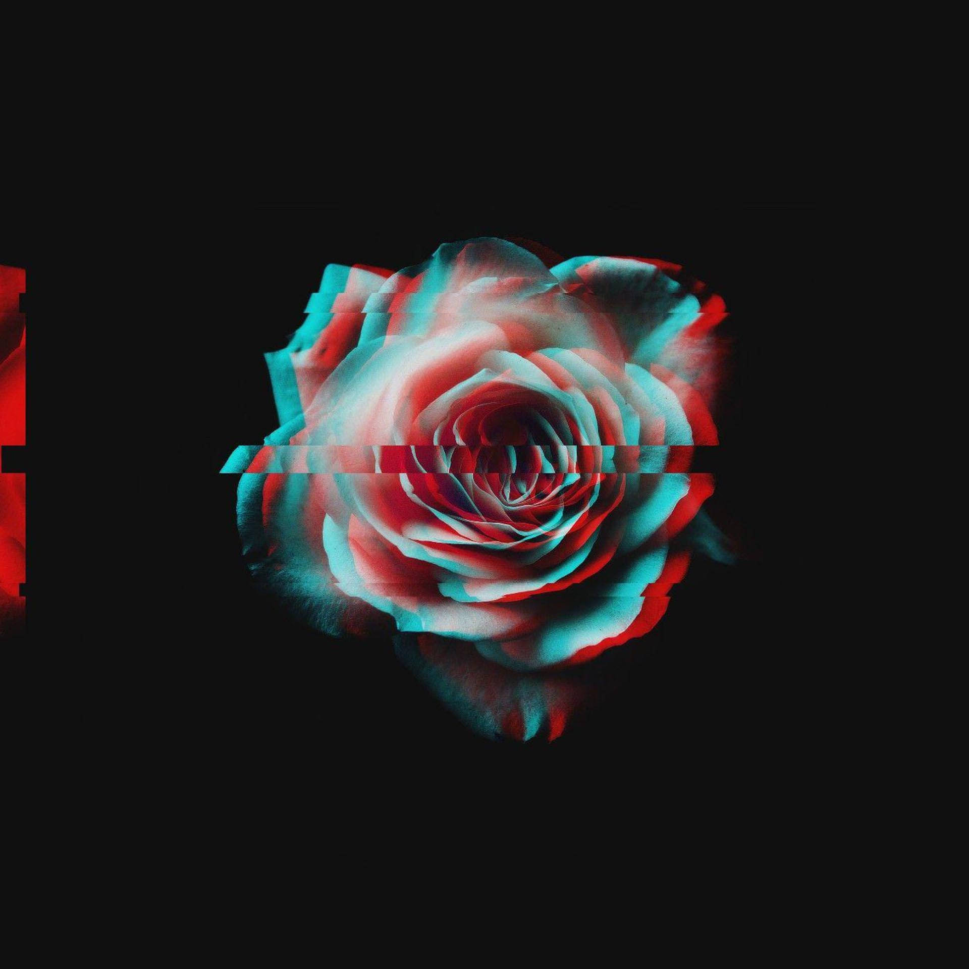 Trippy Dark Aesthetic Glitched Rose Background