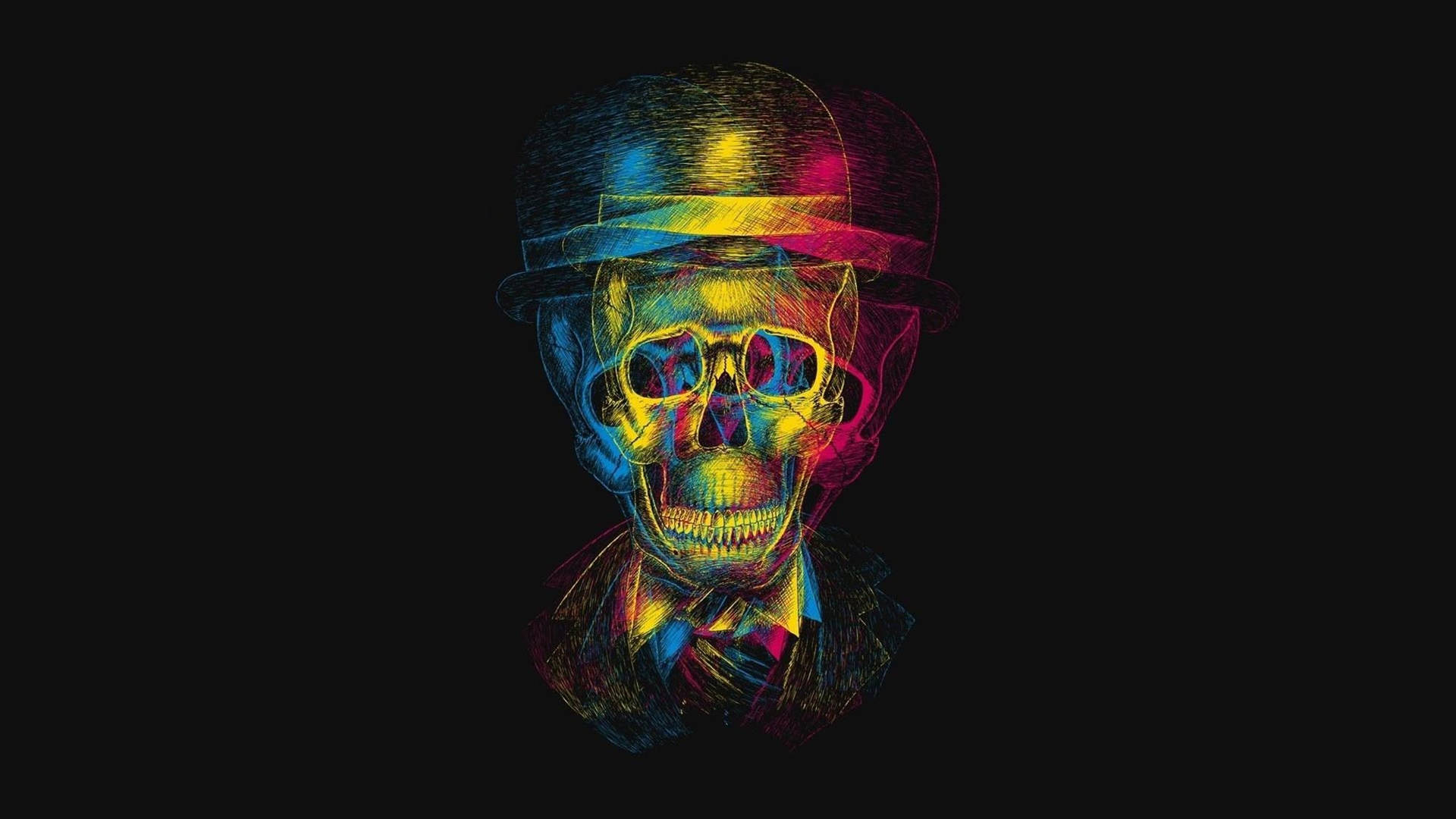 Trippy Dark Aesthetic Skull Background