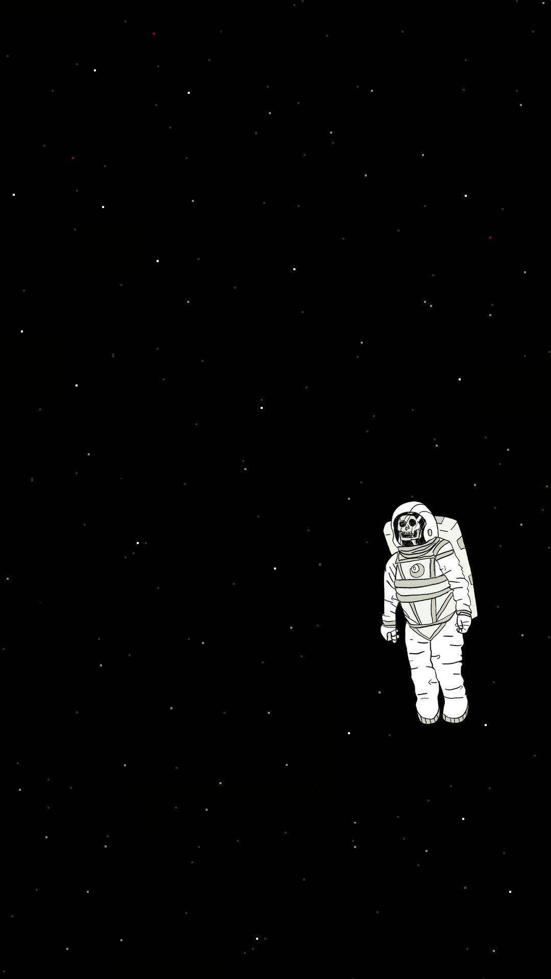 Trippy Dark Astronaut On The Side Background