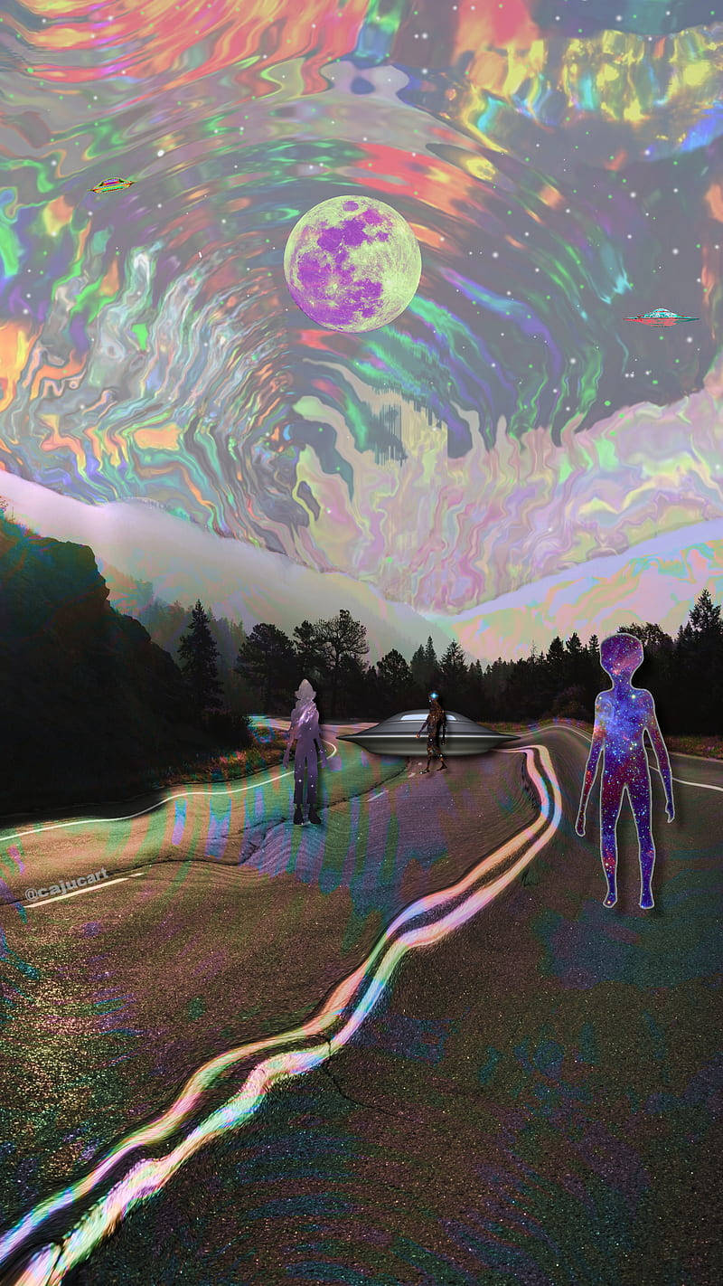Trippy Dope Distorted Road Background