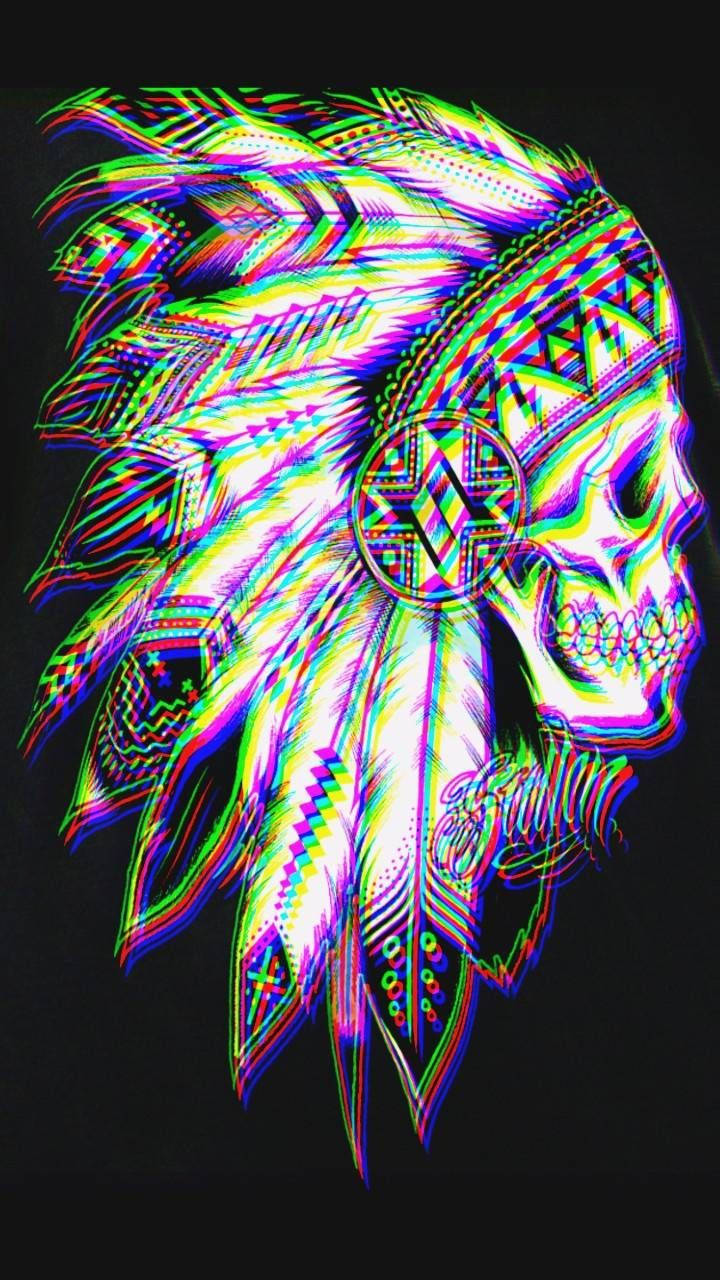 Trippy Dope Skull Art Background
