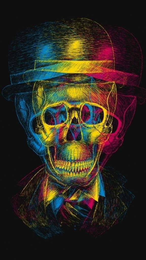 Trippy Dope Skull With Hat Background