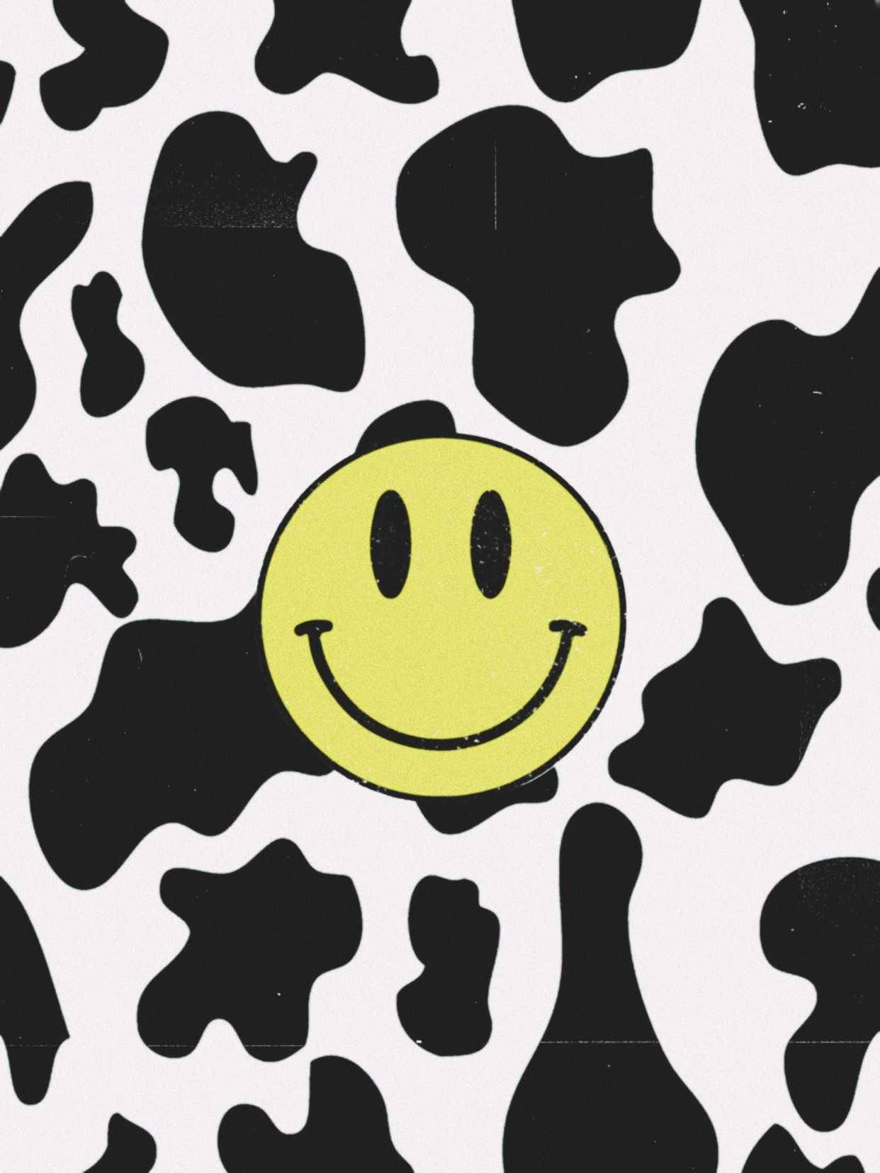 Trippy Face Cow Print Background