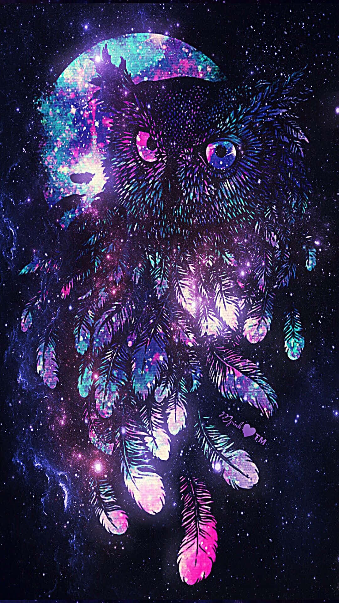 Trippy Galaxy With An Owl Background