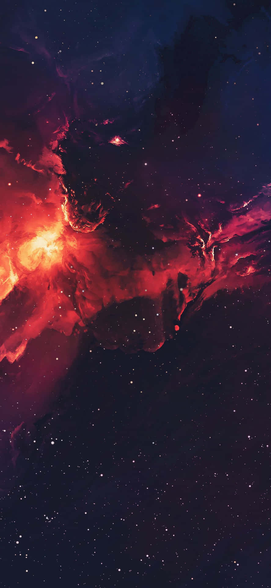 Trippy Galaxy With Red Space Dust Background