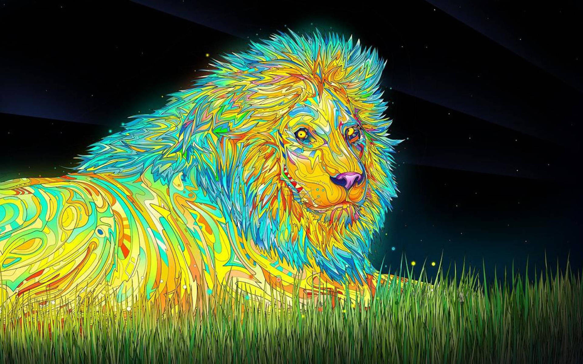 Trippy Glowing Lion Background