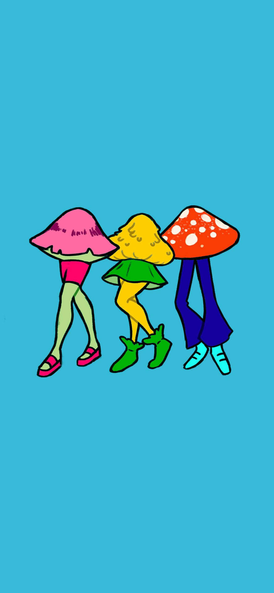 Trippy Phone Mushroom Heads Background