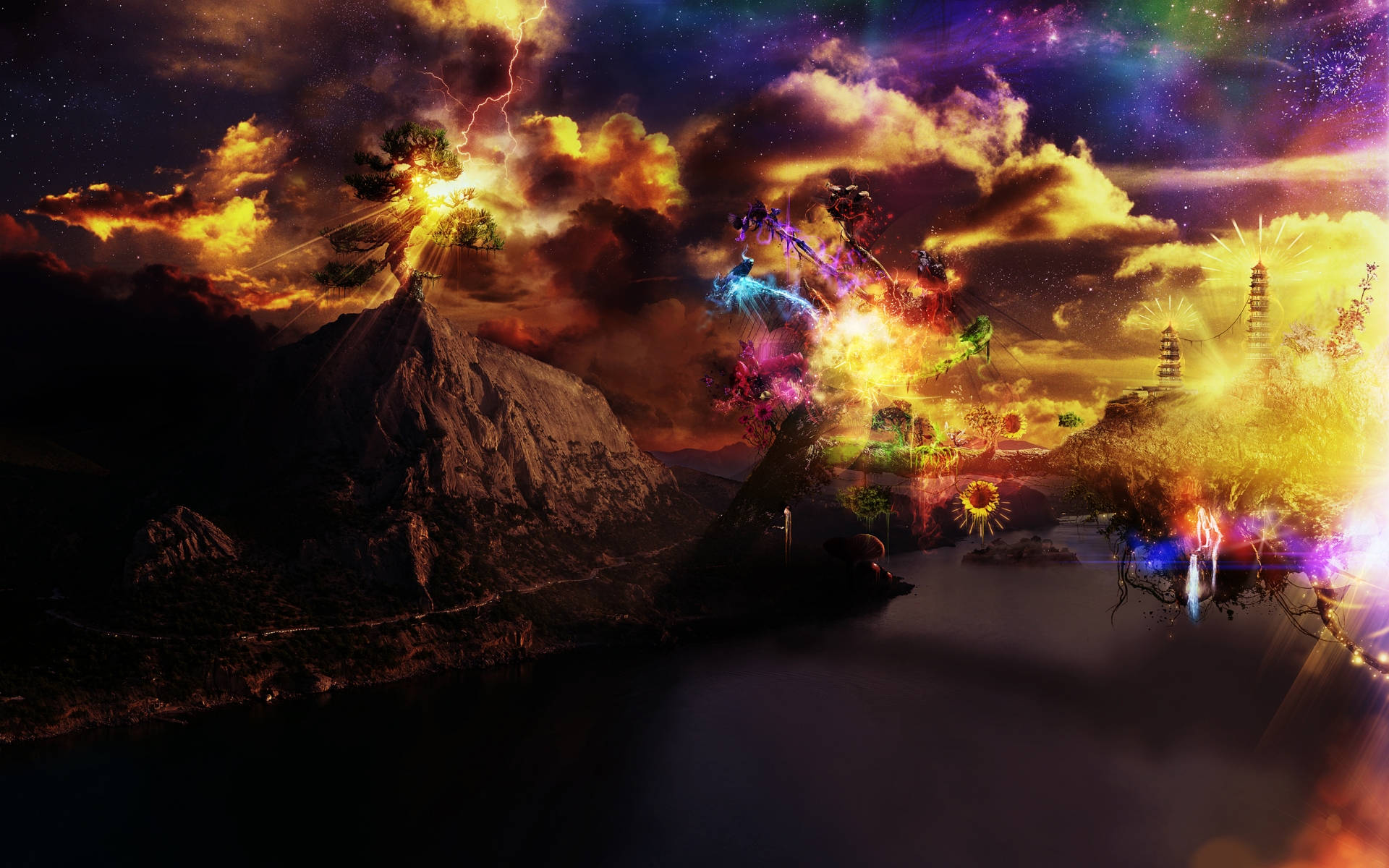 Trippy Psychedelic Cloud Explosion Background