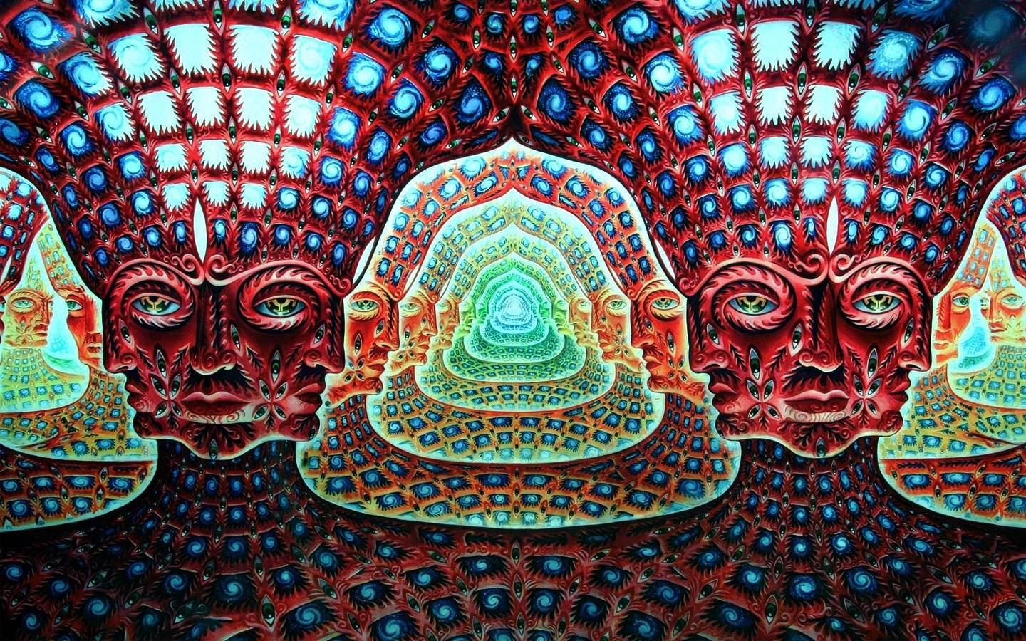 Trippy Red Faced Statue Psychedelic Art Background