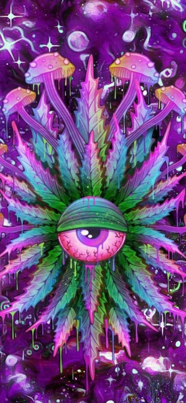 Trippy Stoner Eye Mushroom Art Background