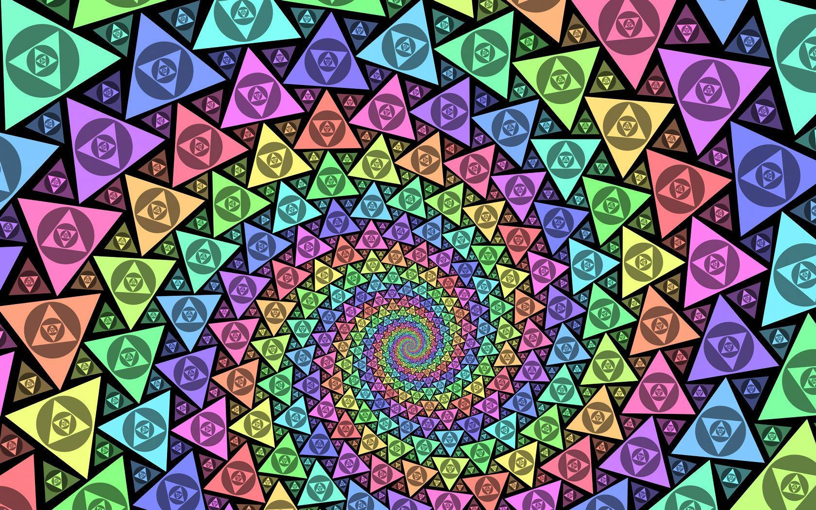 Trippy Triangles In Spiral Background