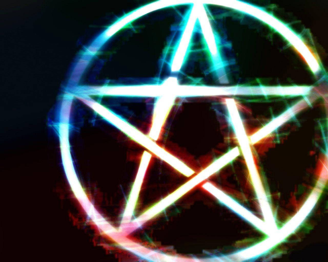 Trippy Wiccan Star Pentagram Background