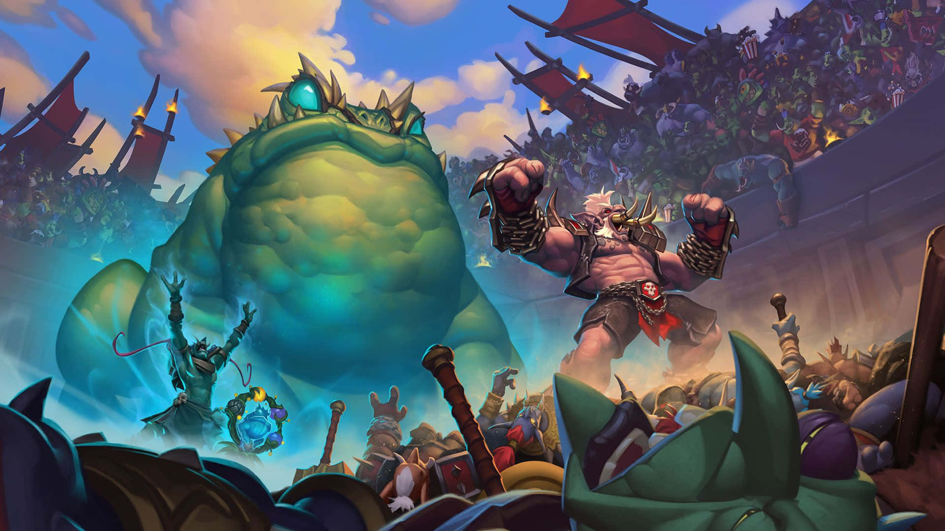 Troll Standing Atop Fallen Enemies Hearthstone Desktop Background