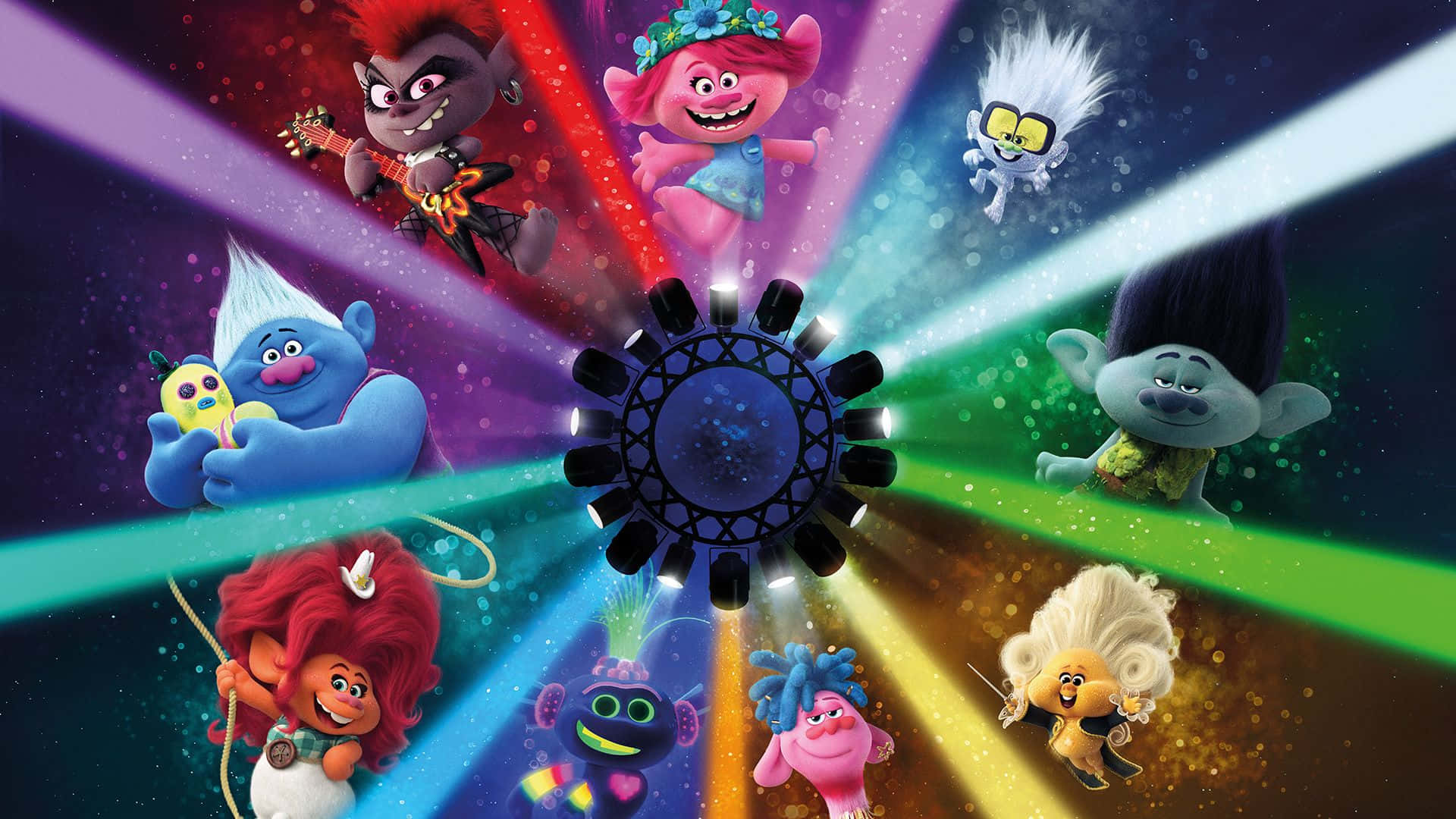 Trolls Movie Poster With Many Characters Background