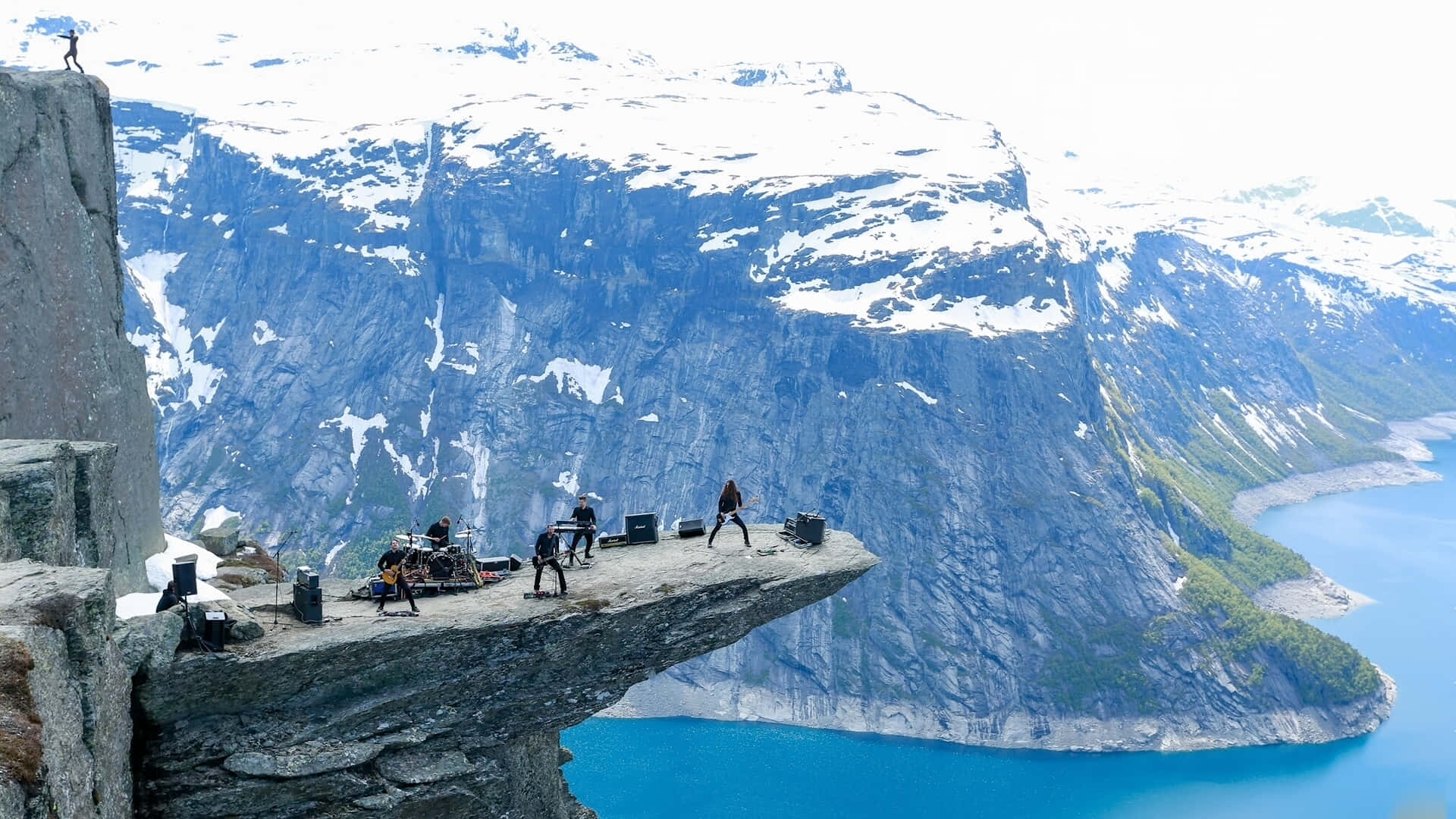 Trolltunga During Winter Season Background