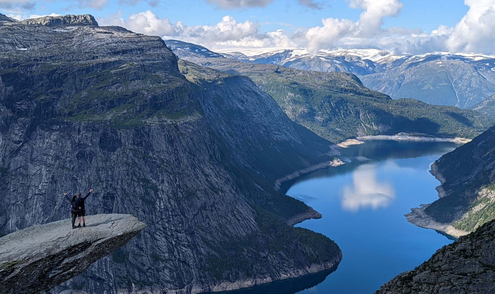 Trolltunga With Mountain View Background