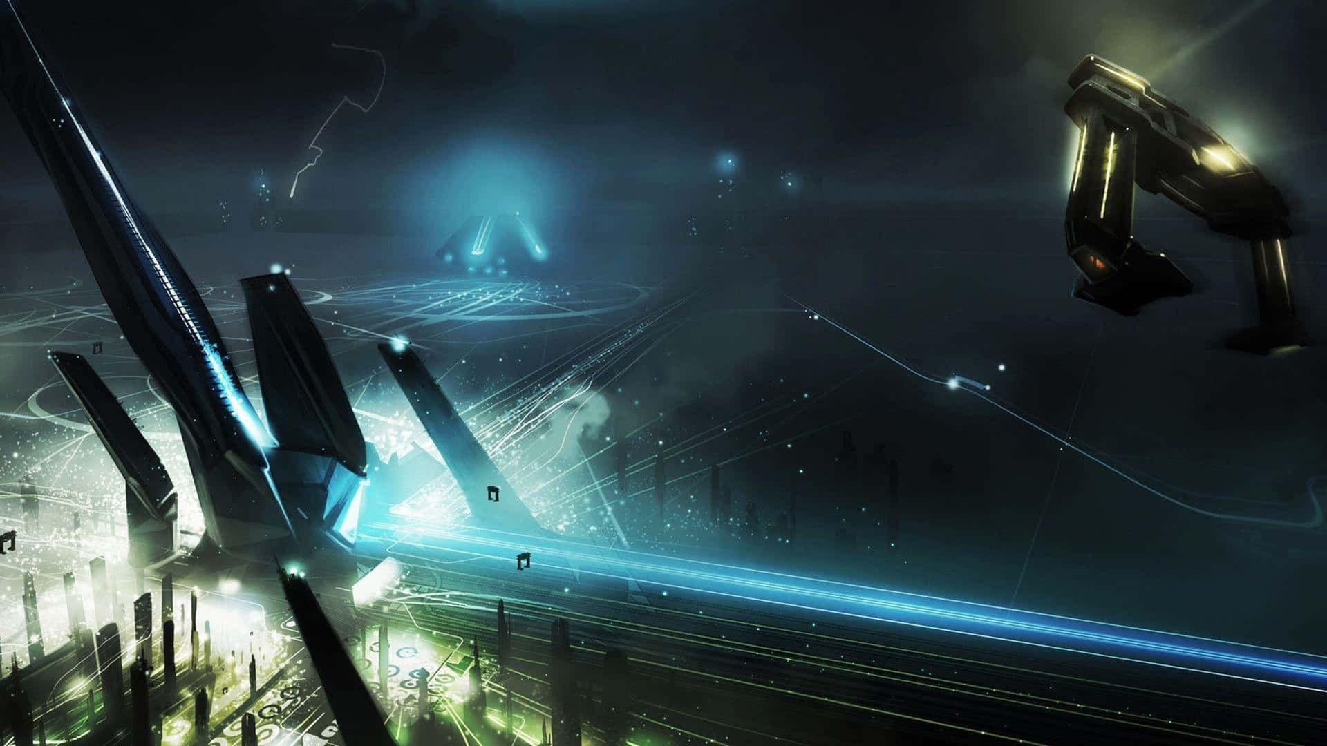 Tron Legacy Spaceport 4k Background