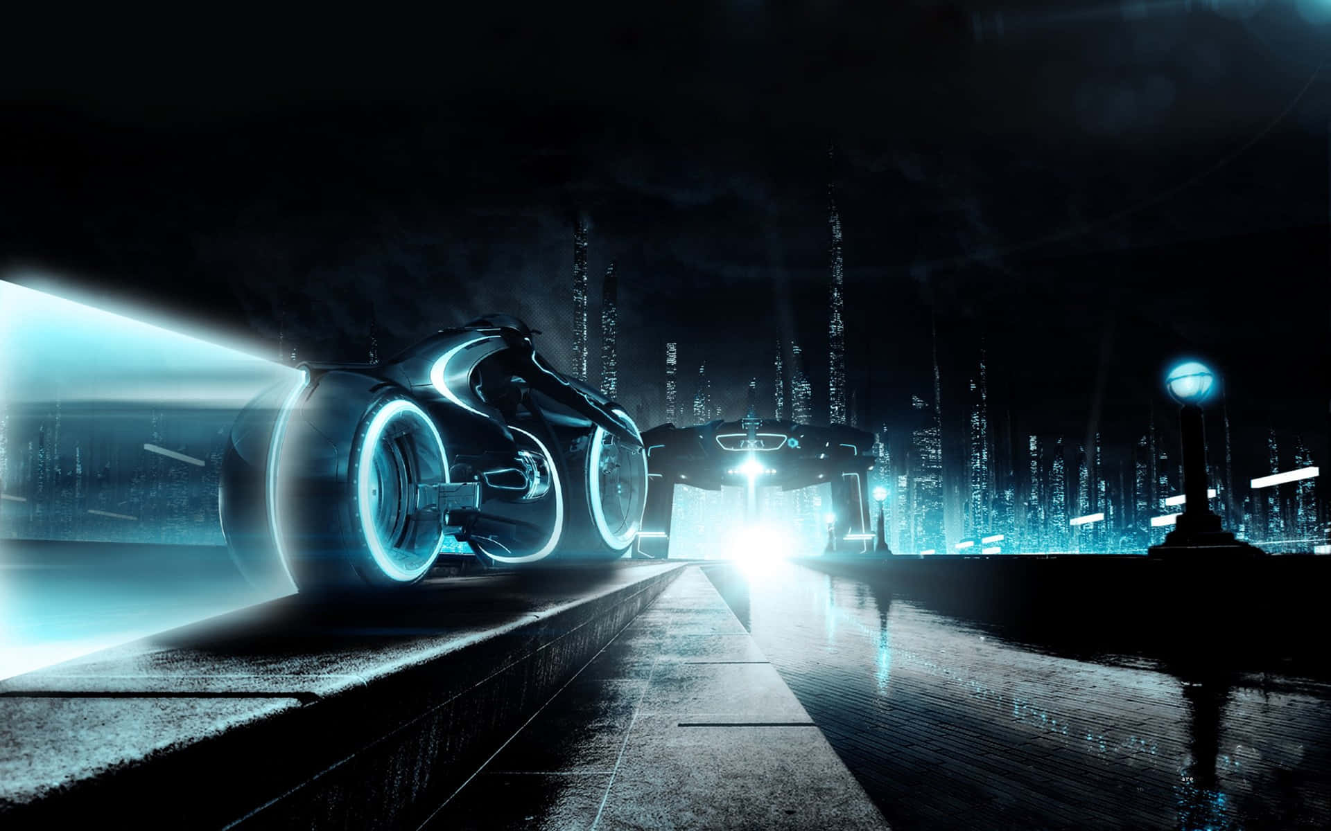Tron Light Cycle On The Bridge 4k Background
