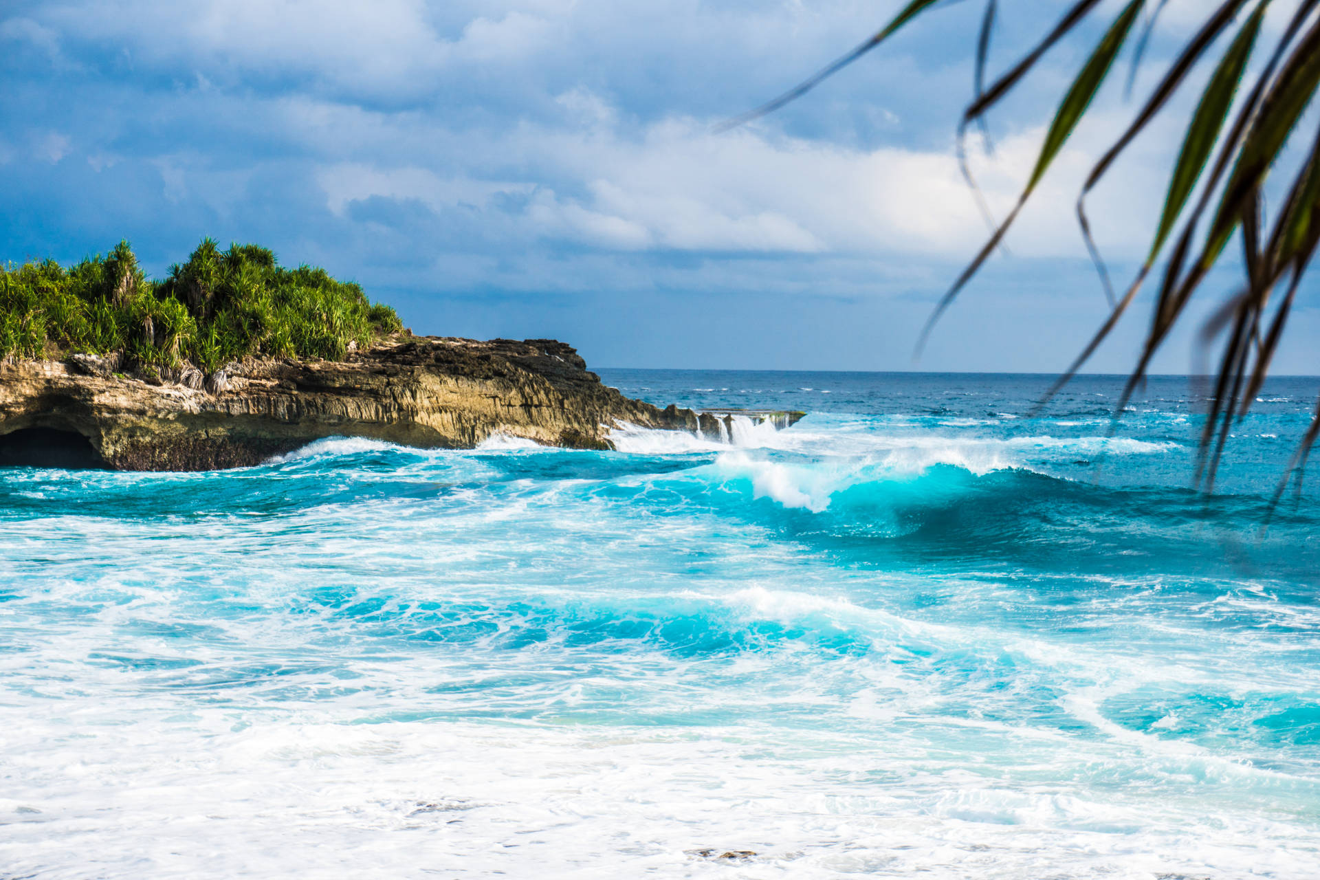 Tropical Beach Strong Waves