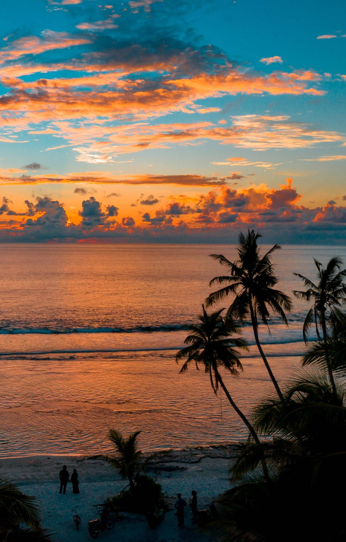 Tropical Beach Sunrise Silhouette Background