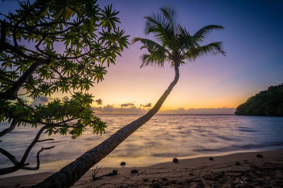 Tropical Beach Sunset Sky Background