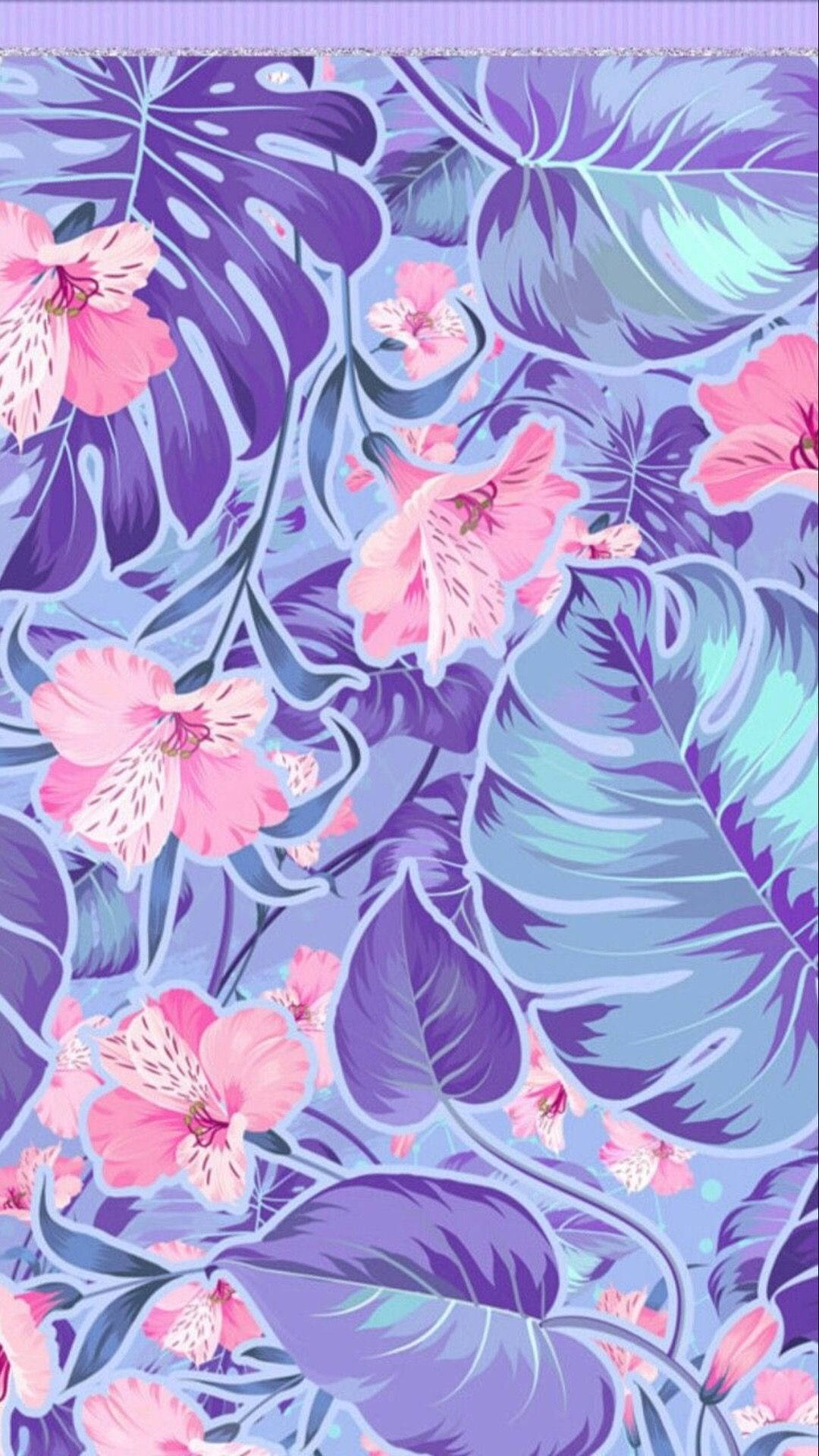 Tropical Flowers Light Purple Iphone Background