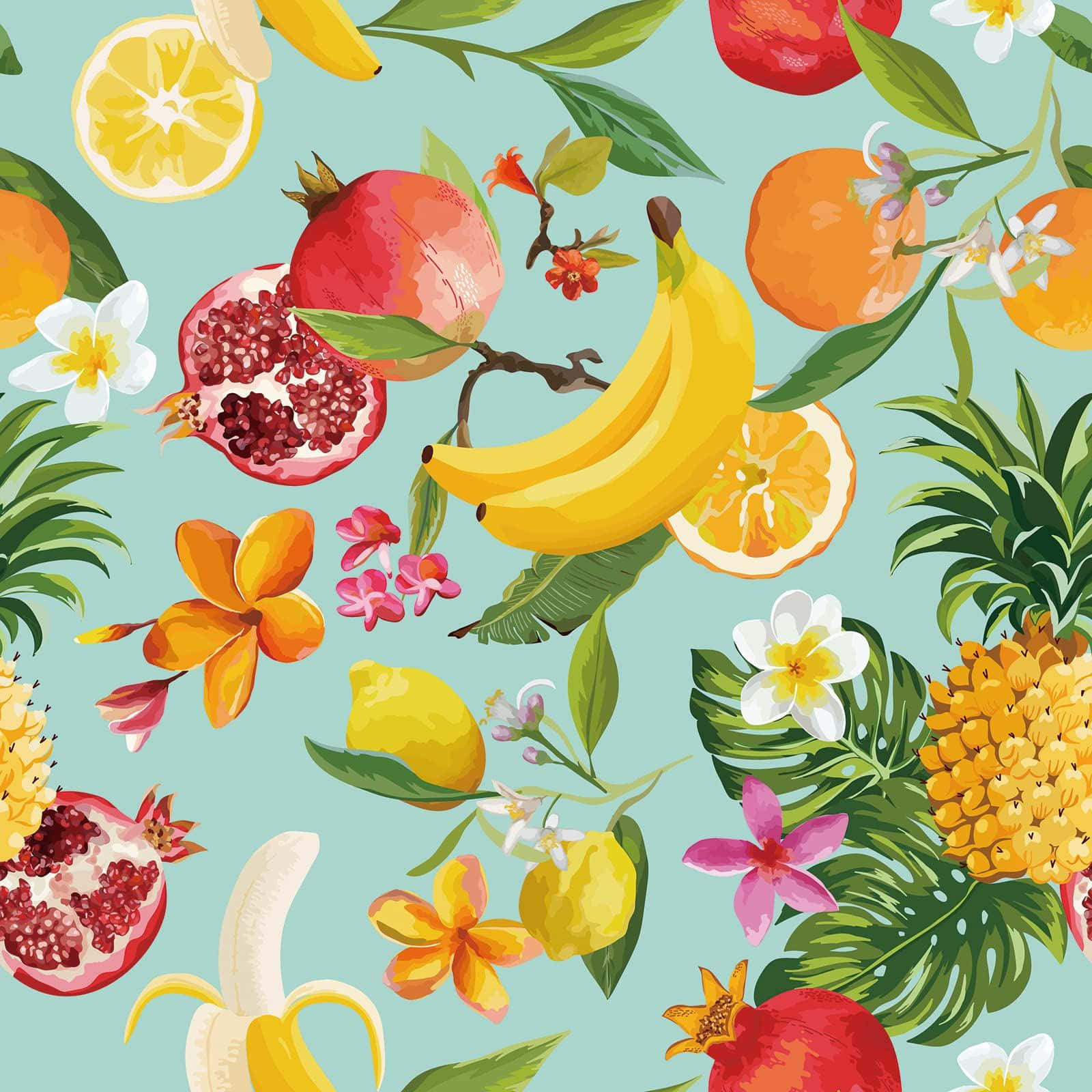 Tropical Fruit Pattern Background