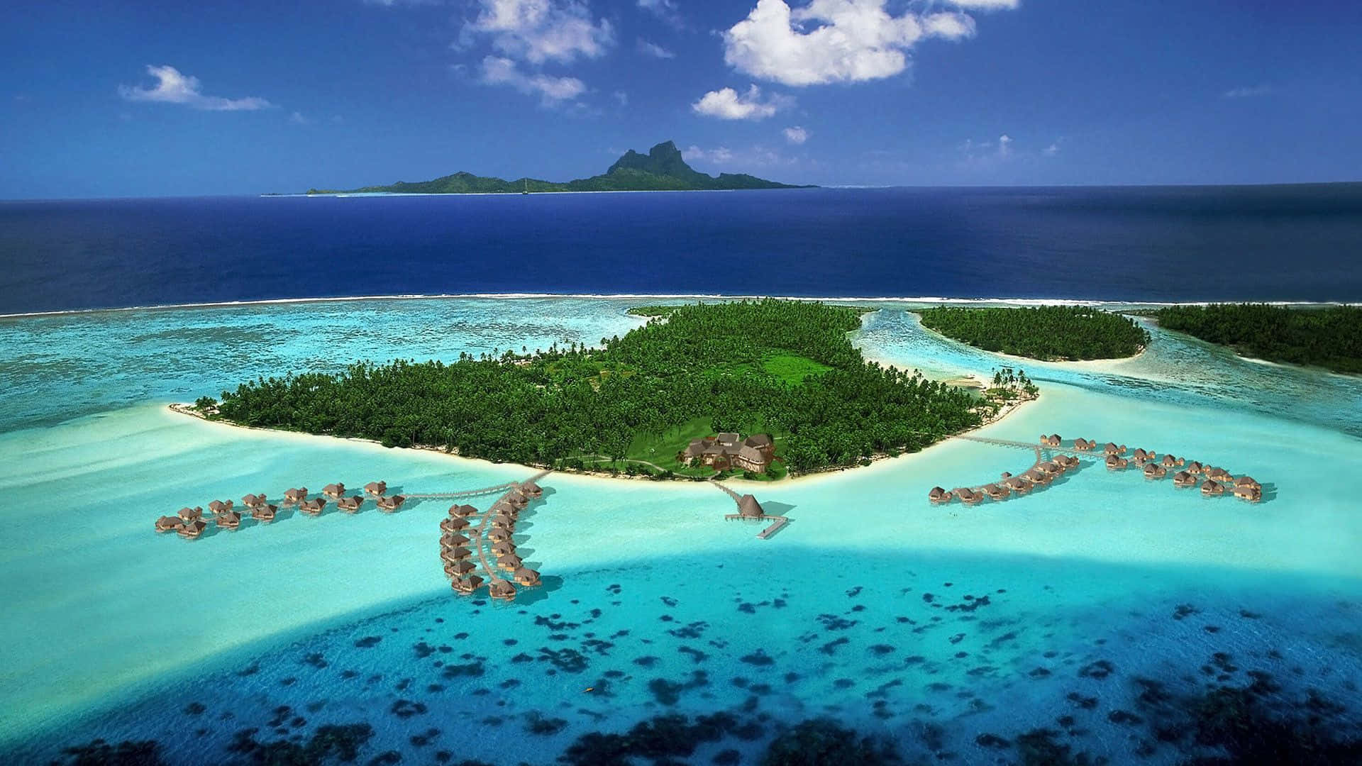 Tropical Island Resort Aerial View Background