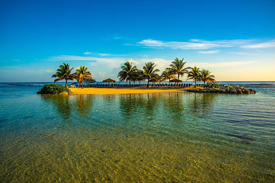 Tropical Islet On Montego Bay Background