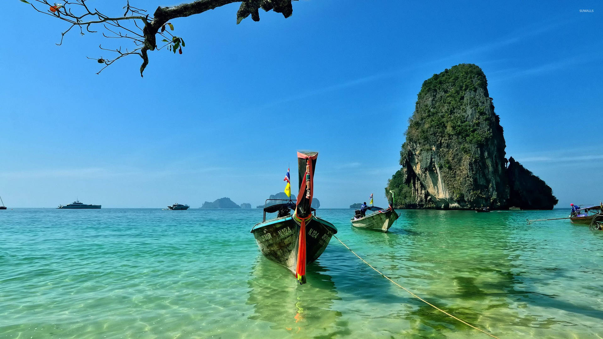 Tropical Paradise: Railay Beach In The Philippines Background