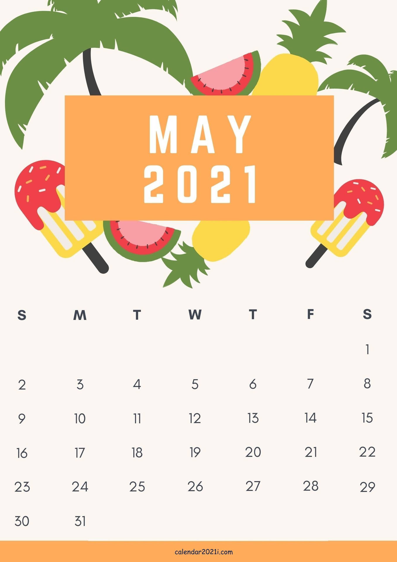 Tropical Popsicles May Calendar 2021 Background