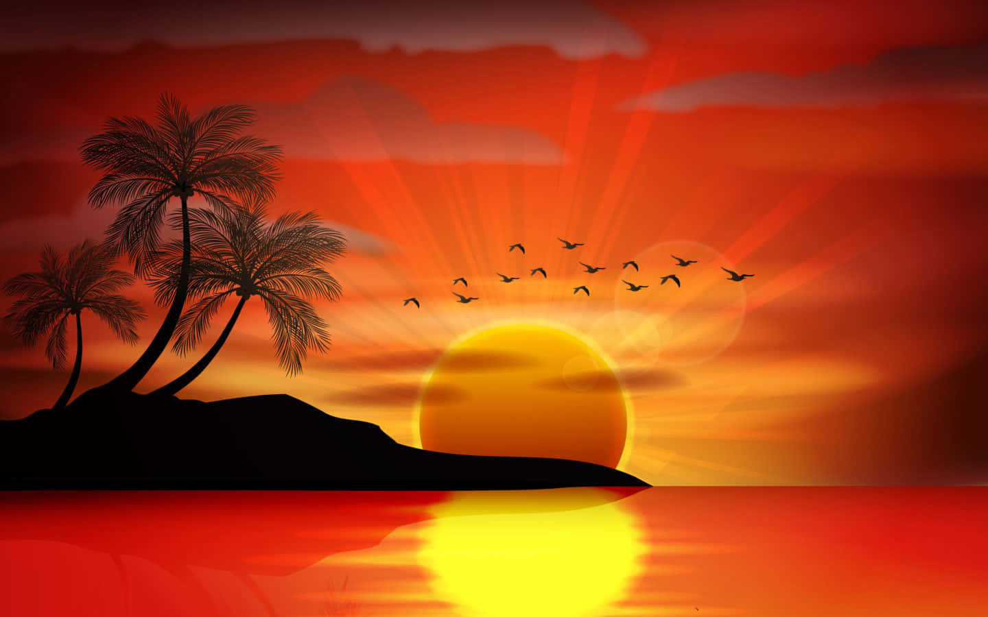 Tropical Sunset Graphic Art Background