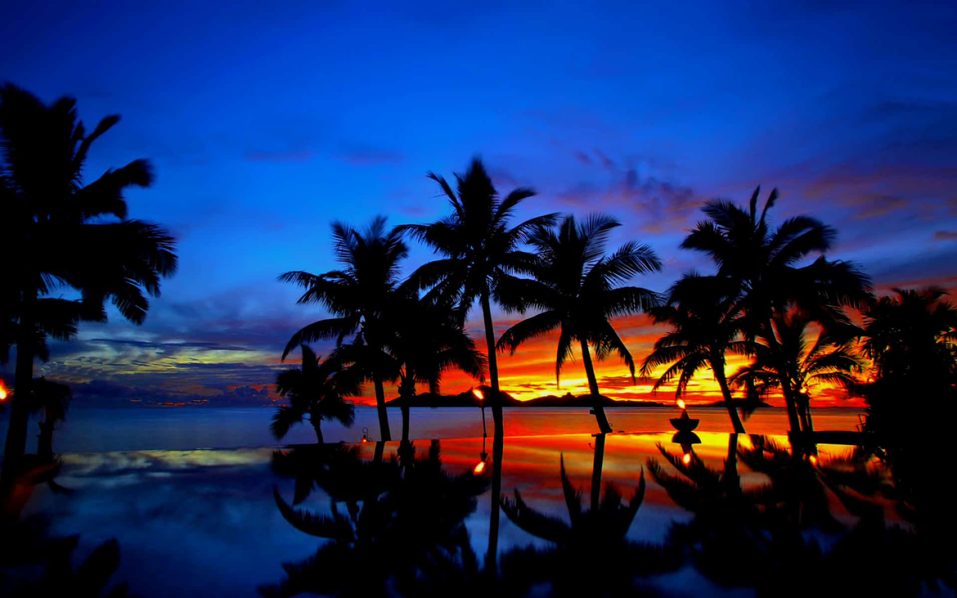 Tropical Sunset Reflection Beautiful Calming Background