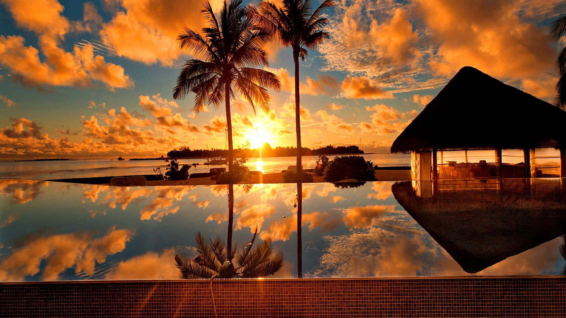 Tropical Sunset Relaxing Resort Background