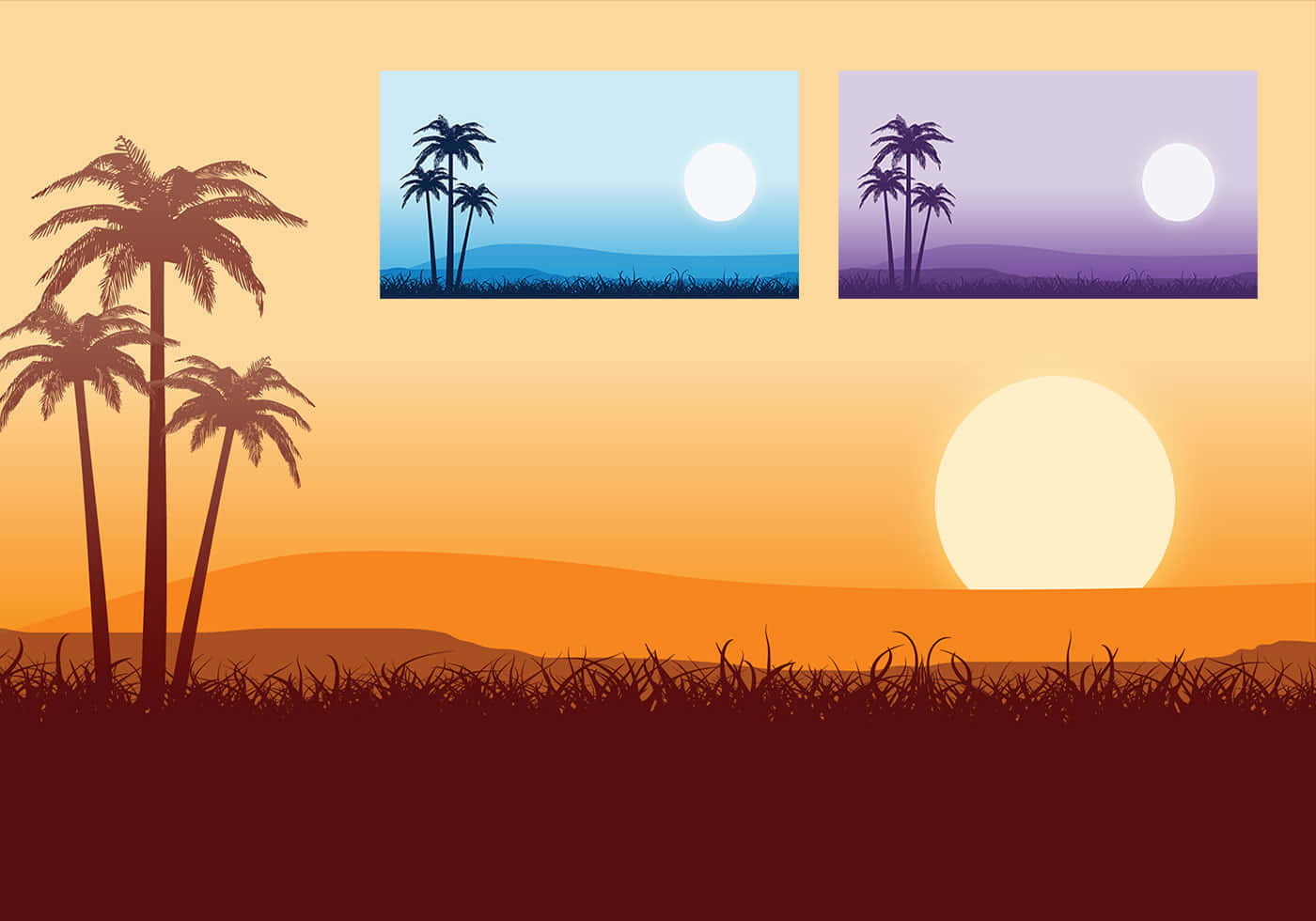 Tropical Sunset Template Format Different Colors Background