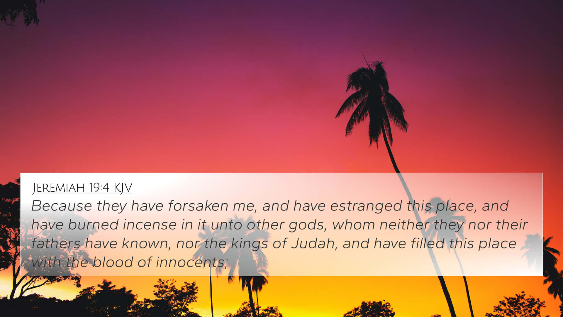 Tropical Sunset With Bible Verse Background