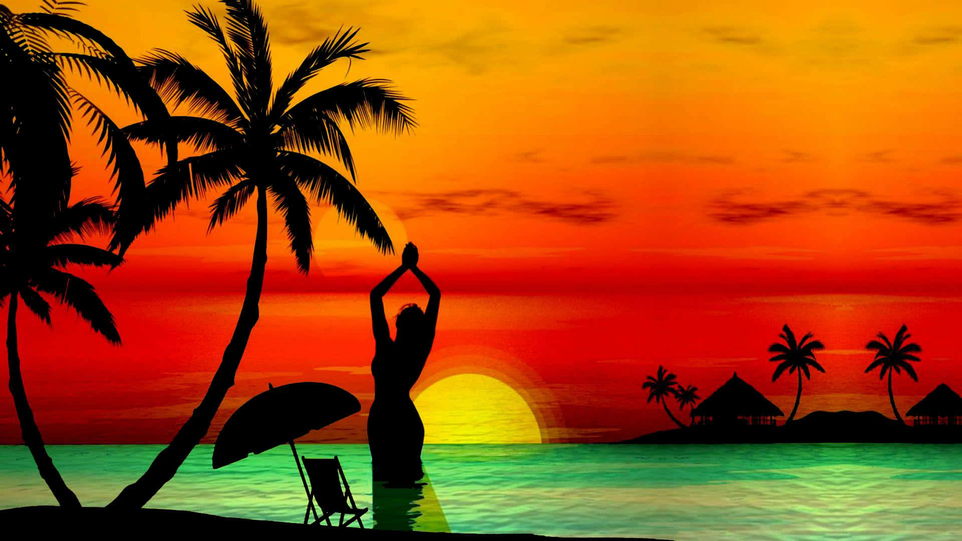 Tropical Sunset Yellow And Orange Sky Background