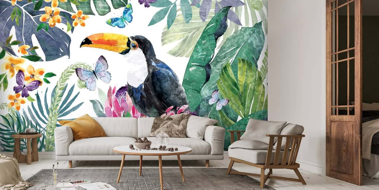 Tropical Toucan Wall Mural Living Room