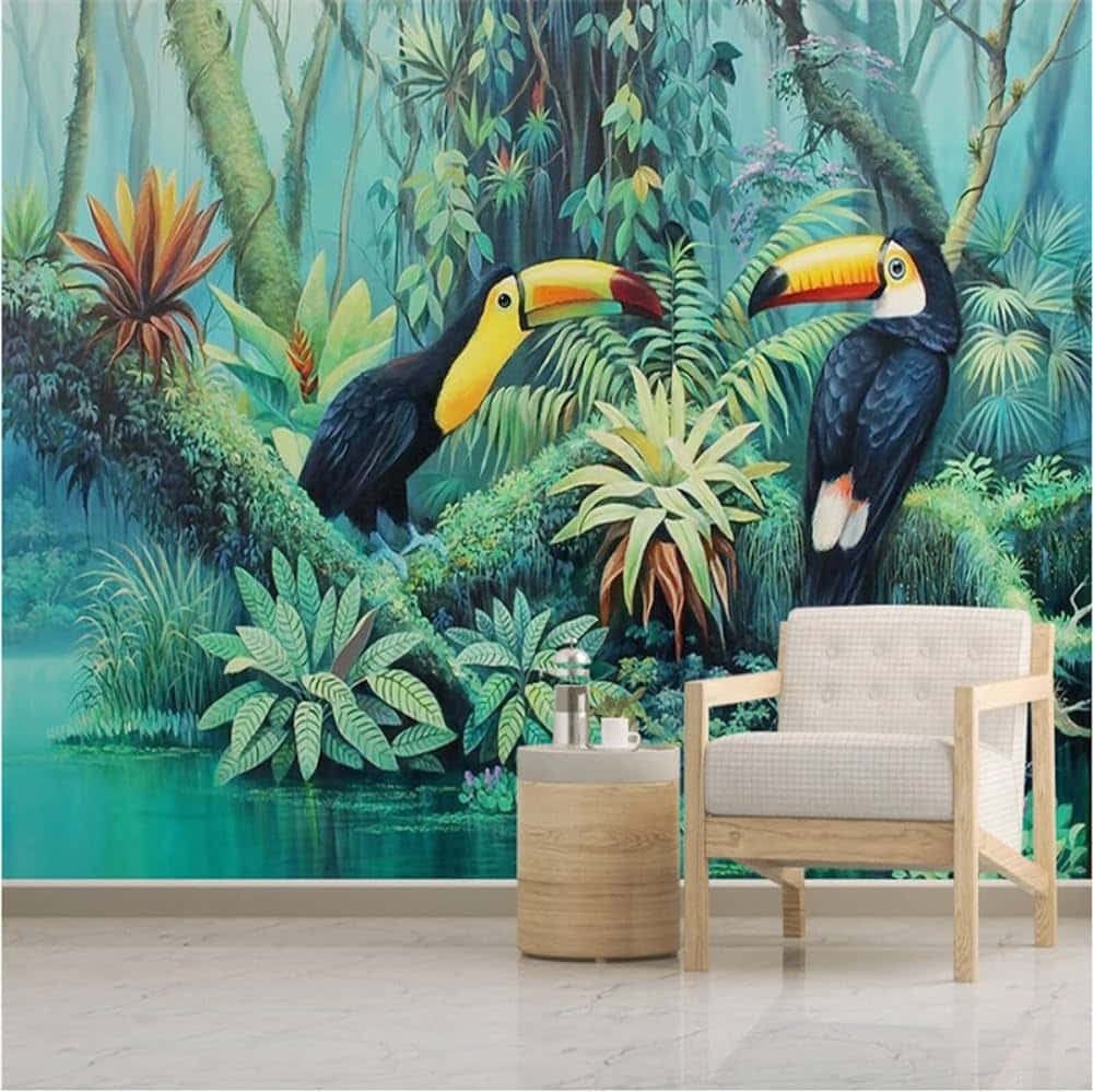 Tropical Toucan Wall Mural Background