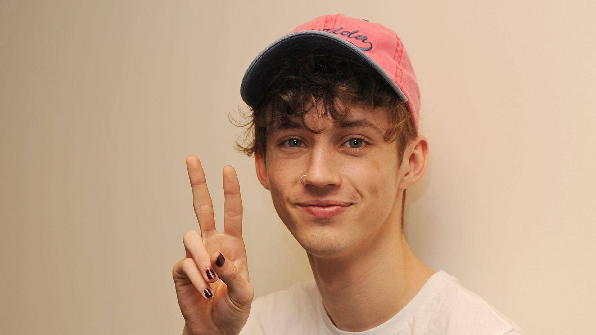 Troye Sivan Peace Hand Sign Background