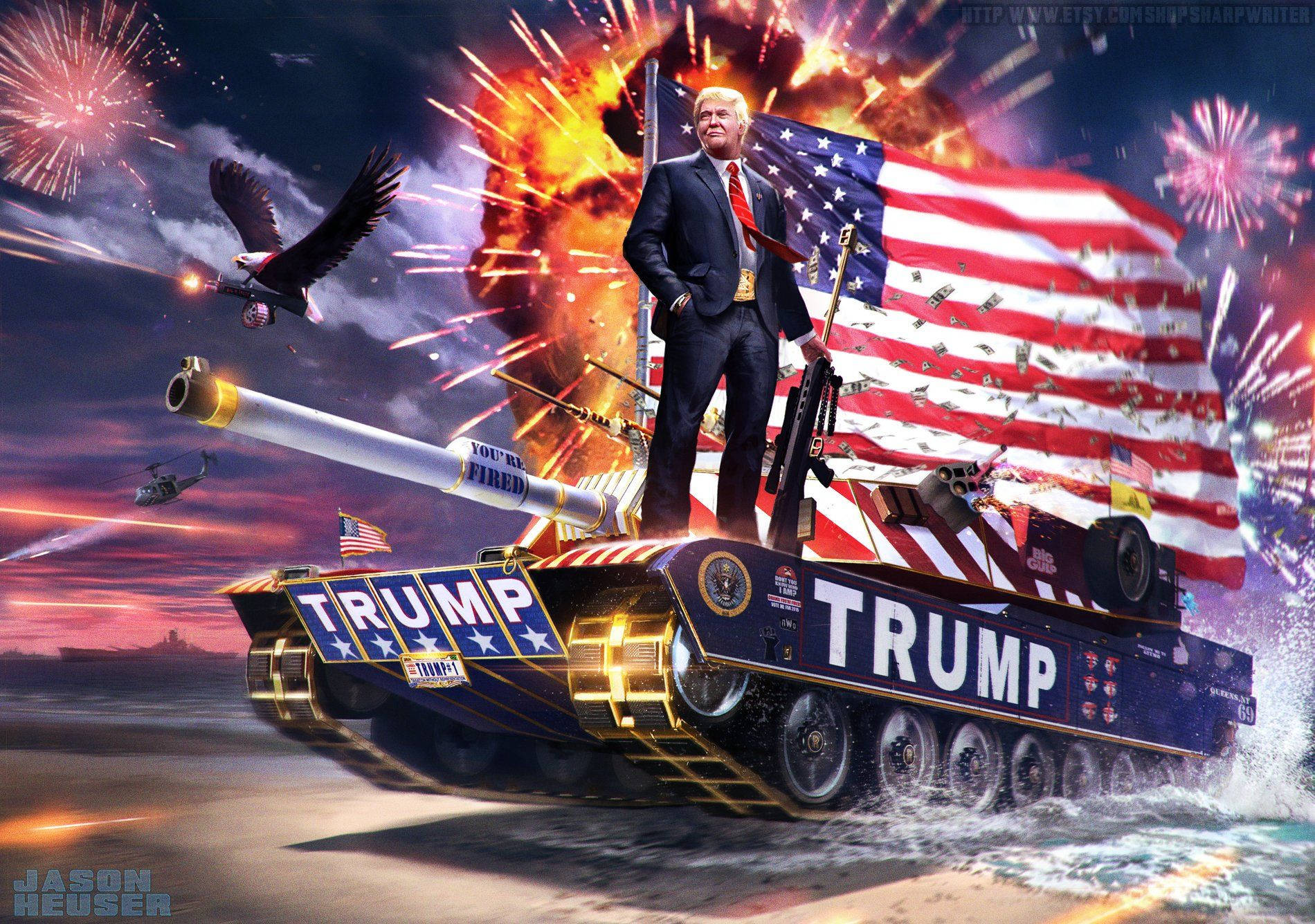 Trump Tank Ride Background