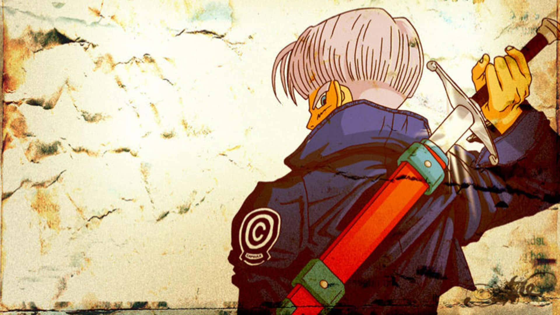 Trunks Getting Sword From His Back Background
