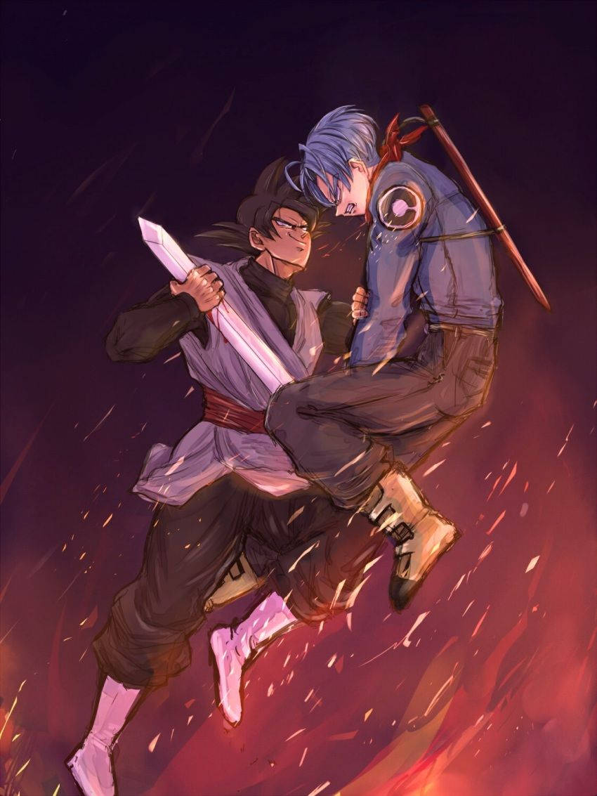 Trunks Vs Black Goku Phone Background